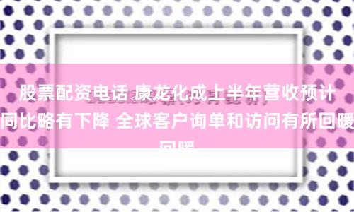 股票配资电话 康龙化成上半年营收预计同比略有下降 全球客户询单和访问有所回暖